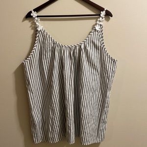 3XL OC Order Plus gray & white striped tank with Daisy straps